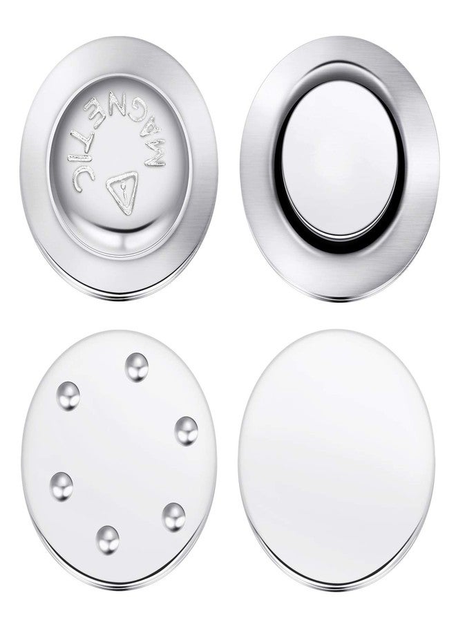 Outus 48 Pieces Magnetic Name Badge Holders Round Name Badge Magnets Adhesive Name Tag Holders ID Badge Holders Magnet Tags with Plastic Box - Image 2